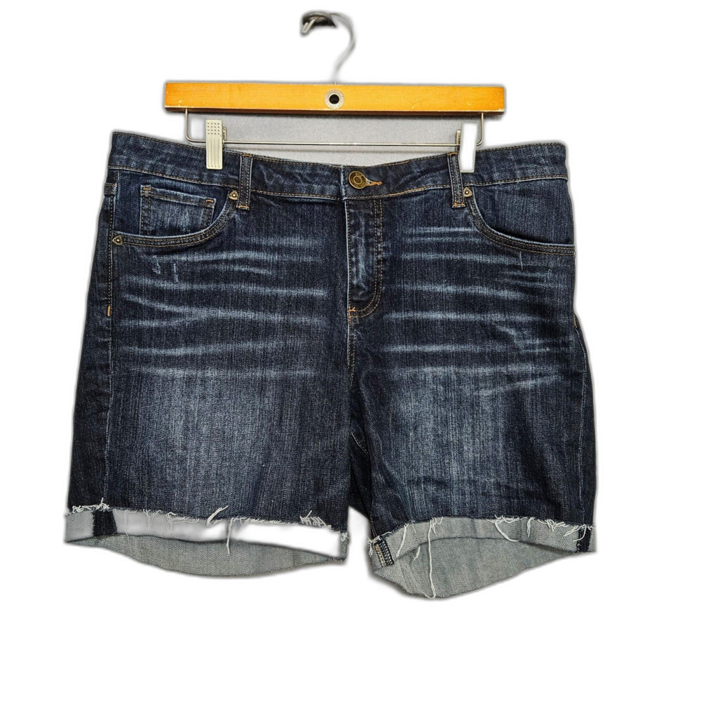 KUT from the Cloth Sz 16 Boyfriend Short Denim Cuttoff Jeans Dark Wash Country - Picture 11 of 11